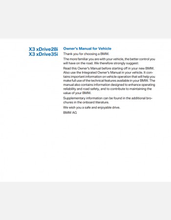 2011 bmw x3 owners manual